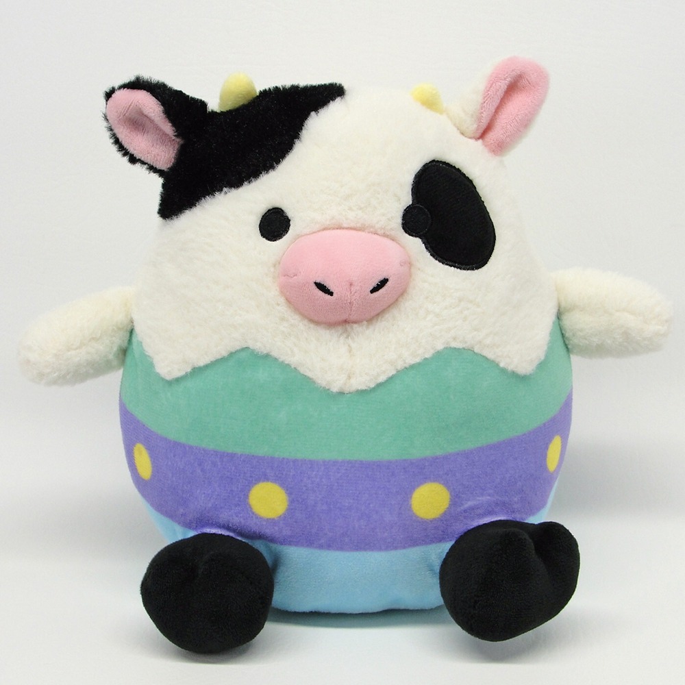 Kellytoy Easter Egg Cow Original Holstein 8 Inch Plush Sherpa Stuffed Animal